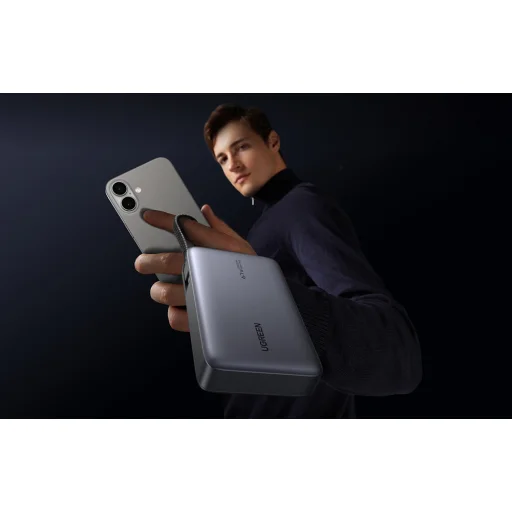 Ugreen PB550 Powerbank 20000mAh USB + USB-C, 67W, vstavaný kábel (sivá) - 9