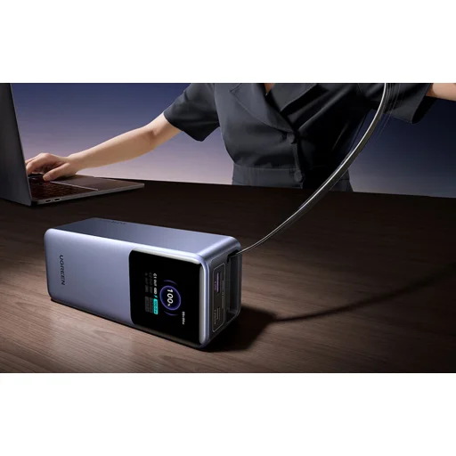 Powerbanka 20000mAh Ugreen PB726 USB + USB-C, 165W, vstavaný kábel (sivá) - 5