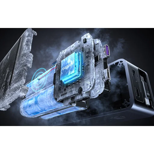 Powerbanka 20000mAh Ugreen PB726 USB + USB-C, 165W, vstavaný kábel (sivá) - 7