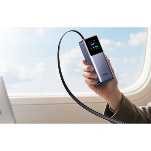 Powerbanka 20000mAh Ugreen PB726 USB + USB-C, 165W, vstavaný kábel (sivá) - 11