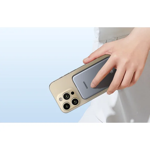 Powerbanka 10000mAh Ugreen PB526 USB + USB-C, 20W, vstavaný kábel (sivá) - 8