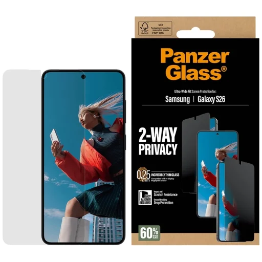 Samsung Galaxy S26 privátne ochranné sklo SAFE by PanzerGlass Ultra-Wide Fit EasyAligner - 1