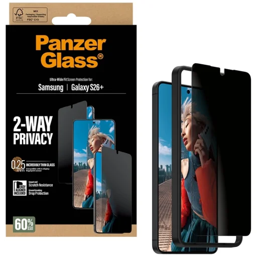 Samsung Galaxy S26 Plus SAFE by PanzerGlass Ultra-Wide Fit EasyAligner privátne ochranné sklo - 5
