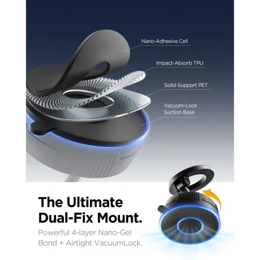 Magsafe Spigen Mft36 Vacuumlock Magnetický držiak na telefón do auta na palubnú dosku čierny - 7