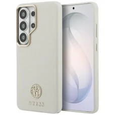 Samsung Galaxy S26 Ultra Guess 4G Strasszköves Kerek Logó MagSafe tok bézs