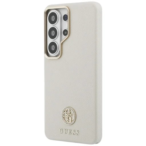 Samsung Galaxy S26 Ultra Guess 4G Strasszköves Kerek Logó MagSafe tok bézs - 2