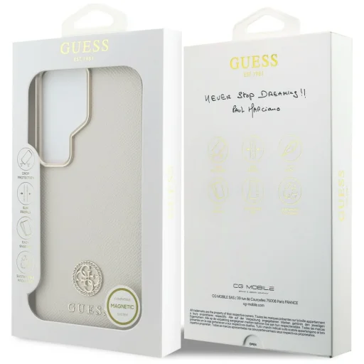 Samsung Galaxy S26 Ultra Guess 4G Strasszköves Kerek Logó MagSafe tok bézs - 8