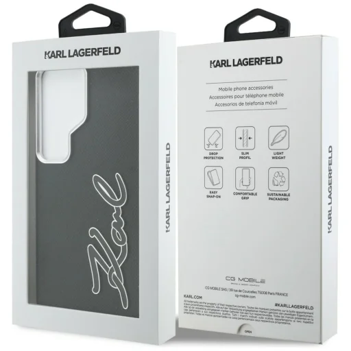 Samsung Galaxy S26 Ultra Karl Lagerfeld Grained Signature Metal Resin Logo čierny kryt - 8