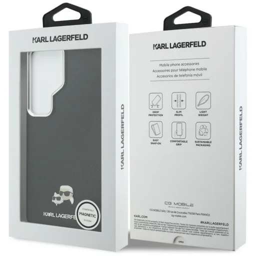 Samsung Galaxy S26 Ultra Karl Lagerfeld Saffiano KC Metal Logo tok fekete - 8