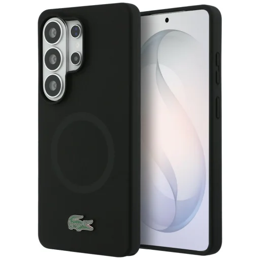 Samsung Galaxy S26 Ultra Lacoste Silicone Metal Croc Logo MagSafe puzdro čierne - 1