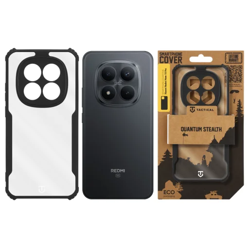 Tactical Quantum Stealth puzdro pre Xiaomi Redmi Note 15 Pro 5G, priehľadné/čierne puzdro - 3