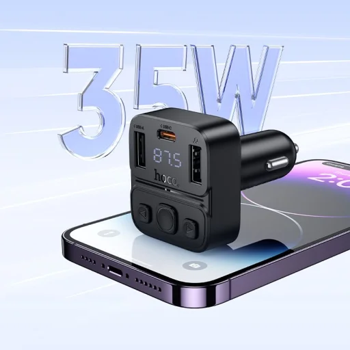 Hoco E87 bluetooth FM transmitter do auta USB A + USB C QC PD 35W čierny - 7