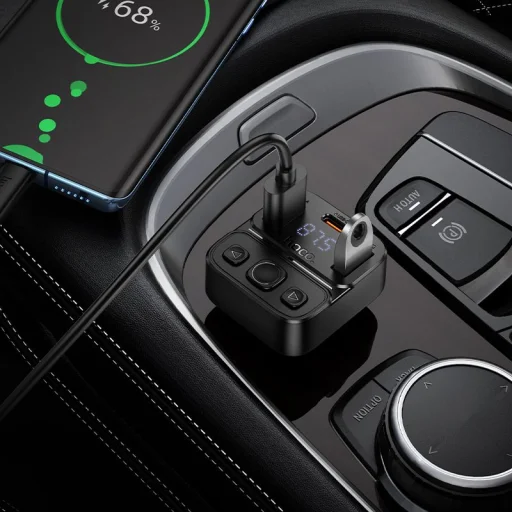 Hoco E87 bluetooth FM transmitter do auta USB A + USB C QC PD 35W čierny - 8