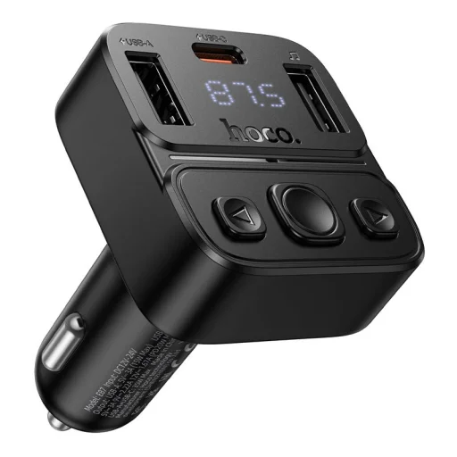 Hoco E87 bluetooth FM transmitter do auta USB A + USB C QC PD 35W čierny - 1
