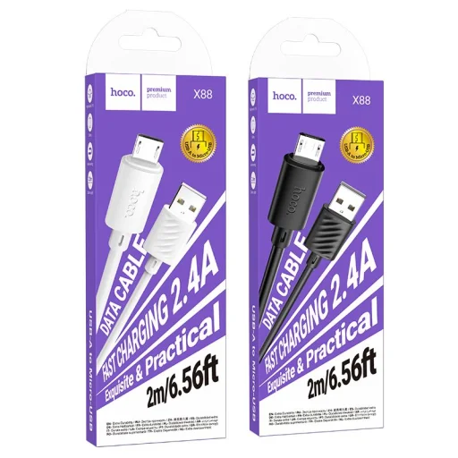 Hoco 2,4A USB A - Micro USB kábel 2 m čierny - 7