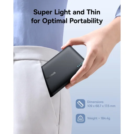 Powerbanka Baseus EnerFill FP21, 10000mAh, 22.5W, QC + PD, čierna - 7