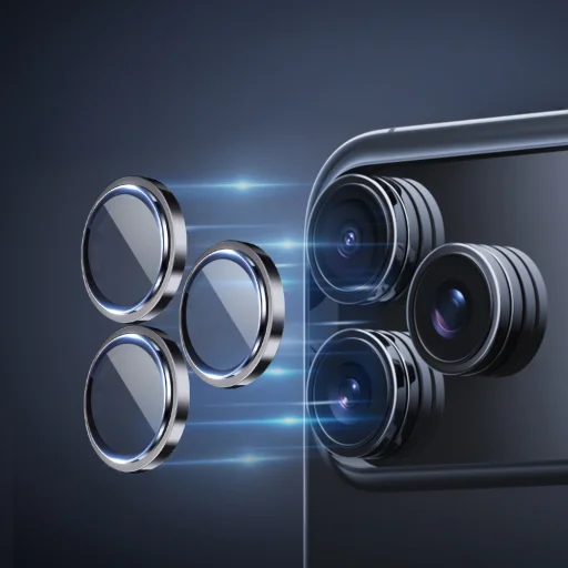 iPhone 17 Pro/17 Pro Max strieborné Rock tvrdené sklo Pure Series na šošovky fotoaparátu (3 ks šošoviek) ochranné sklo - 3