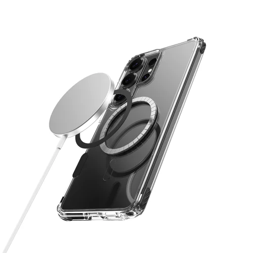 Samsung Galaxy S26 Plus priehľadno-čierne Rock Crystal Clear Magnetic Series flipové puzdro - 6