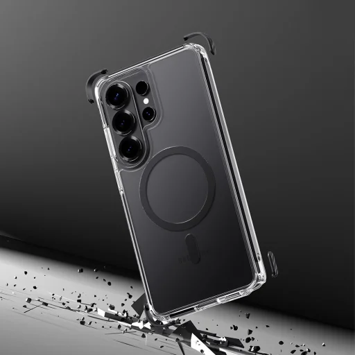 Samsung Galaxy S26 Plus priehľadno-čierne Rock Crystal Clear Magnetic Series flipové puzdro - 8