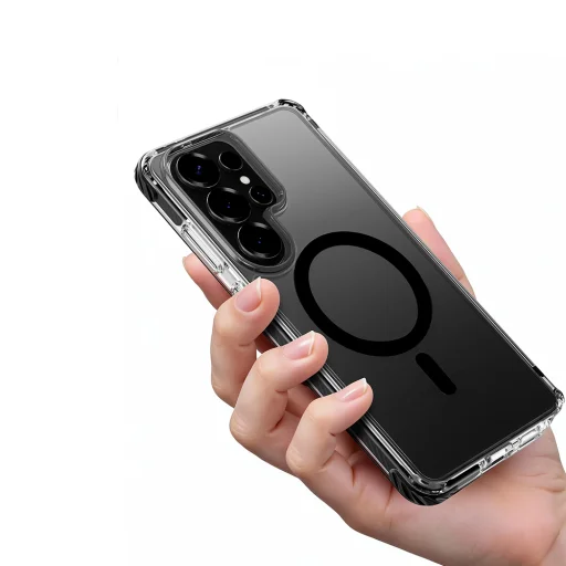 Samsung Galaxy S26 Plus priehľadno-čierne Rock Crystal Clear Magnetic Series flipové puzdro - 9