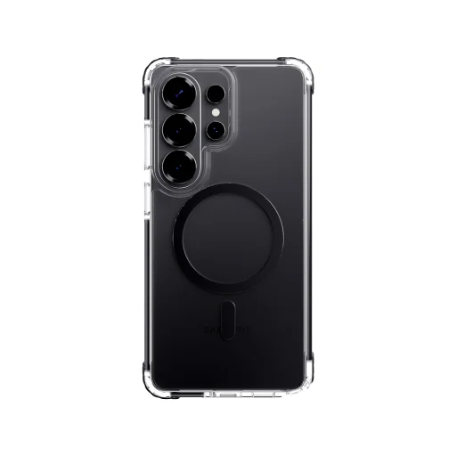 Samsung Galaxy S26 Plus priehľadno-čierne Rock Crystal Clear Magnetic Series flipové puzdro - 1