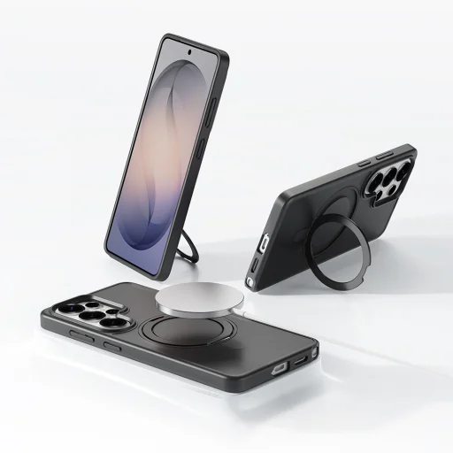 Samsung Galaxy S26 čierne magnetické puzdro séria Rock Rotating Stand Soft Touch - 5