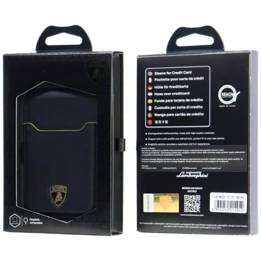 Lamborghini D1 magnetická peňaženka a držiak na telefón z pravej kože MagSafe zelená - 8