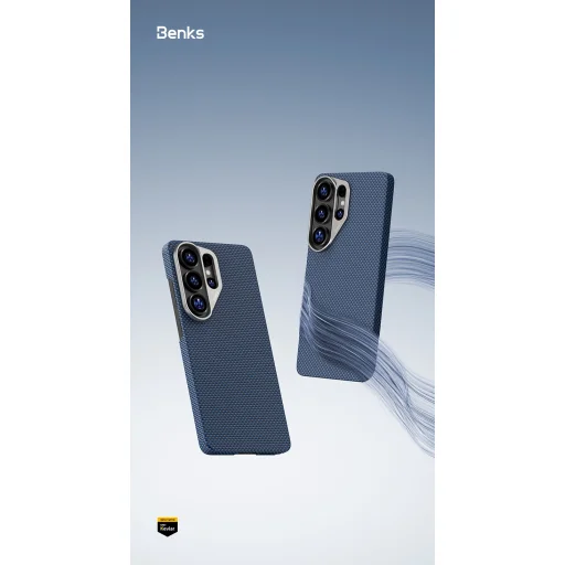 Samsung Galaxy S26 Ultra modré puzdro Benks Magnetické pancierové Odtieň Kevlar 1000D (B050) - 7