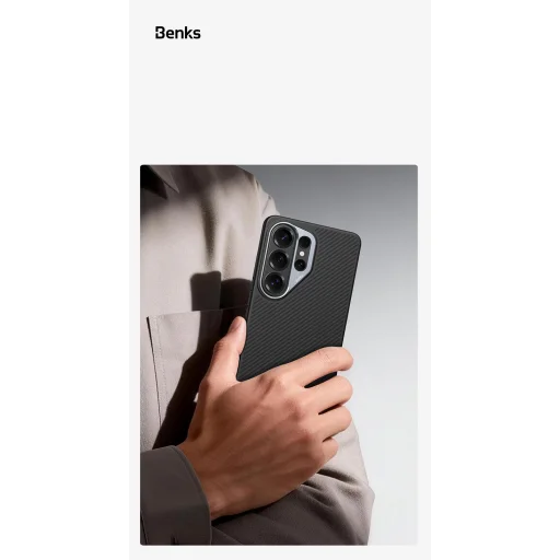 Samsung Galaxy S26 Plus čierne puzdro Benks Magnetic Armor Pro Kevlar s kovovým rámom 600D (G049) - 11