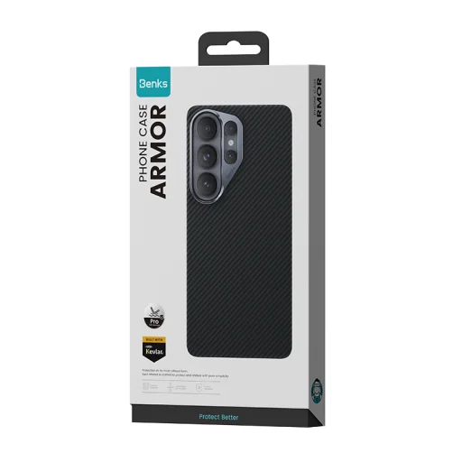Samsung Galaxy S26 Plus čierne puzdro Benks Magnetic Armor Pro Kevlar s kovovým rámom 600D (G049) - 12
