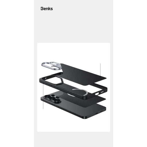 Samsung Galaxy S26 Plus čierne puzdro Benks Magnetic Armor Pro Kevlar s kovovým rámom 600D (G049) - 6