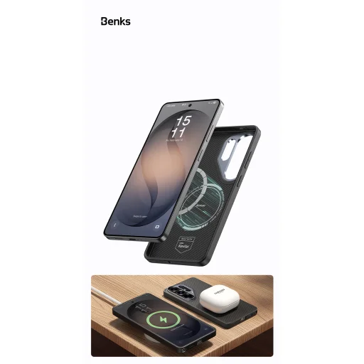 Samsung Galaxy S26 Plus čierne puzdro Benks Magnetic Armor Pro Kevlar s kovovým rámom 600D (G049) - 5