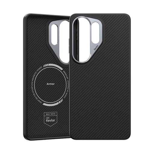 Samsung Galaxy S26 Ultra čierne puzdro Benks Magnetic Armor Pro Kevlar kovový rám 600D (G050) puzdro - 2