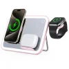 Apple FORCELL F-ENERGY Mag Mirror 15W 3 v 1 bezdrôtová nabíjačka kompatibilná s MagSafe / Apple Watch / Samsung Watch / Airpods ružová thumbnail