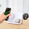 Apple FORCELL F-ENERGY Mag Mirror 15W 3 v 1 bezdrôtová nabíjačka kompatibilná s MagSafe / Apple Watch / Samsung Watch / Airpods ružová thumbnail