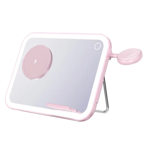 Apple FORCELL F-ENERGY Mag Mirror 15W 3 v 1 bezdrôtová nabíjačka kompatibilná s MagSafe / Apple Watch / Samsung Watch / Airpods ružová - 4