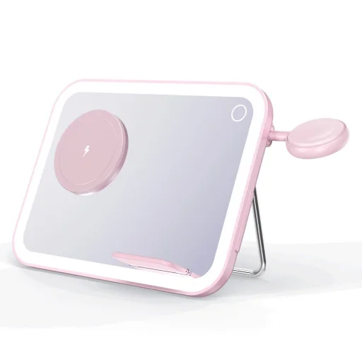 Apple FORCELL F-ENERGY Mag Mirror 15W 3 v 1 bezdrôtová nabíjačka kompatibilná s MagSafe / Apple Watch / Samsung Watch / Airpods ružová - 5