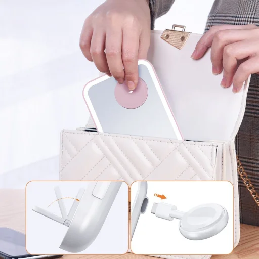 Apple FORCELL F-ENERGY Mag Mirror 15W 3 v 1 bezdrôtová nabíjačka kompatibilná s MagSafe / Apple Watch / Samsung Watch / Airpods ružová - 12