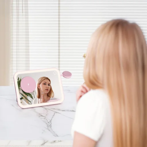 Apple FORCELL F-ENERGY Mag Mirror 15W 3 v 1 bezdrôtová nabíjačka kompatibilná s MagSafe / Apple Watch / Samsung Watch / Airpods ružová - 15