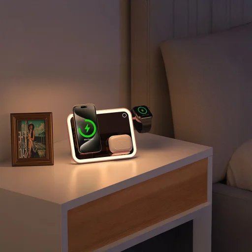 Apple FORCELL F-ENERGY Mag Mirror 15W 3 v 1 bezdrôtová nabíjačka kompatibilná s MagSafe / Apple Watch / Samsung Watch / Airpods ružová - 16