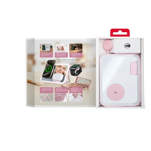 Apple FORCELL F-ENERGY Mag Mirror 15W 3 v 1 bezdrôtová nabíjačka kompatibilná s MagSafe / Apple Watch / Samsung Watch / Airpods ružová - 21