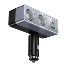 Nabíjačka do auta Hoco 1xUSB-A + 1xUSB-C + 2x zásuvka autozapaľovača PD QC3.0 max 240W/24V Z65B čierna