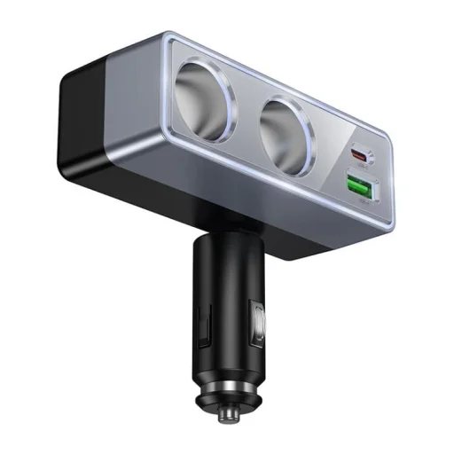 Nabíjačka do auta Hoco 1xUSB-A + 1xUSB-C + 2x zásuvka autozapaľovača PD QC3.0 max 240W/24V Z65B čierna - 1