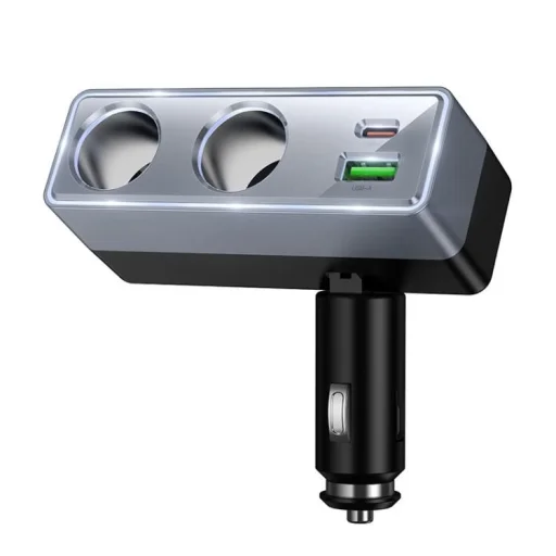 Nabíjačka do auta Hoco 1xUSB-A + 1xUSB-C + 2x zásuvka autozapaľovača PD QC3.0 max 240W/24V Z65B čierna - 4