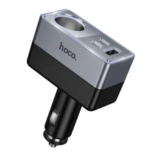 Hoco 1xUSB A + 2xUSB C + 1x zásuvka zapaľovača PD QC3.0 max 165W/24V Z65A čierna nabíjačka do auta