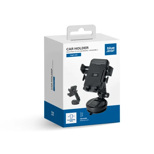 BLUE STAR Tough Lock držiak na telefón do auta na čelné sklo, čierny - 6