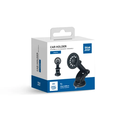 Blue Star držiak na telefón do auta s dlhým ramenom na čelné sklo (18 - 23cm) kompatibilný s MagSafe čierny - 7