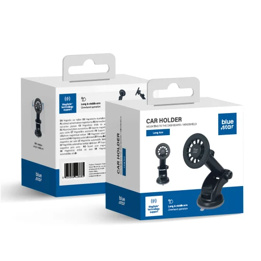 Blue Star držiak na telefón do auta s dlhým ramenom na čelné sklo (18 - 23cm) kompatibilný s MagSafe čierny - 1