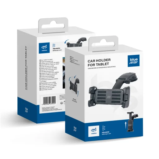 Max Wide držiak do auta na tablet s upevňovacím systémom, montovateľný na čelné sklo, čierny - 1