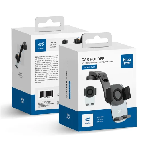 Držiak na telefón do auta BLUE STAR Long Neck Crystal čierny - 1